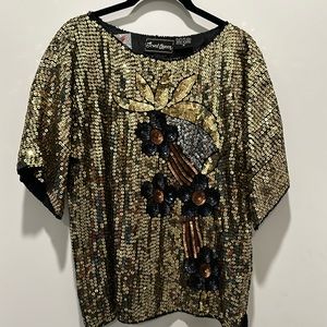 Vintage Silk and Sequin Top